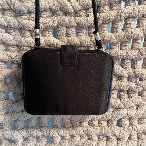 Vintage Jessica McClintock Black Satin Evening Purse - Picture 8 of 9